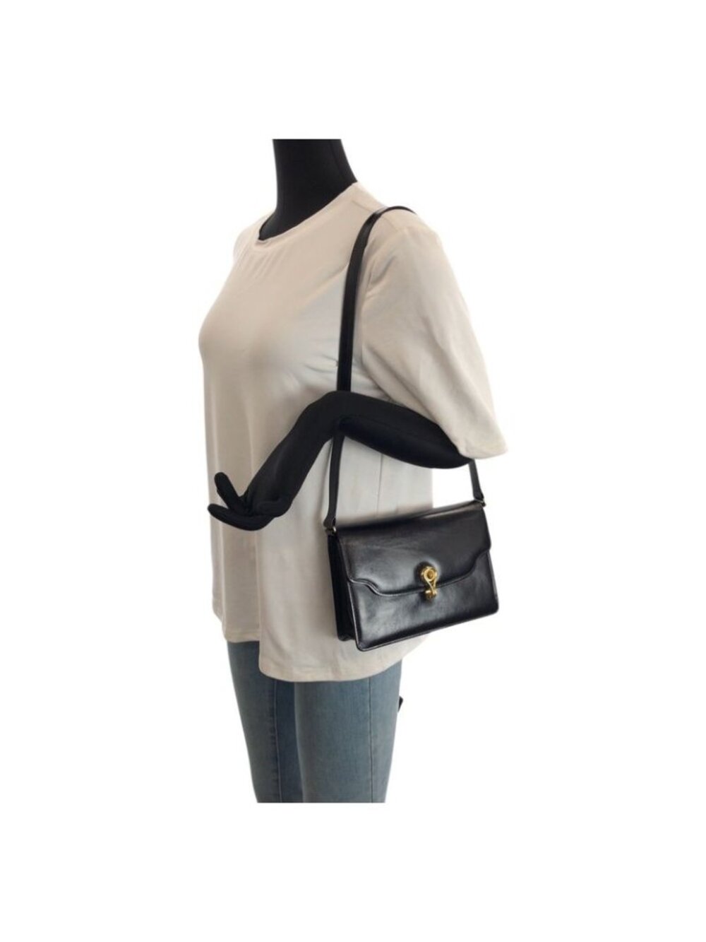 Gucci Vintage Taiga Eye Black Gold Leather Shoulder Bag Clutch - Picture 7 of 9